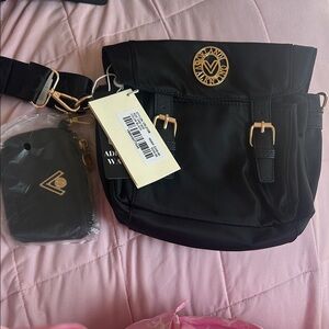 Valentino Orlandi Black Crossbody Bag with Gold Hardware NWT